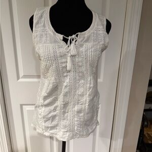 Lucky Brand Cream Lace Tie-Front Blouse
